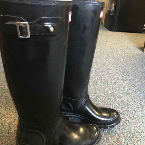 Hunter Boots Tall Glossy Black Size 5/6 - Picture 3 of 8